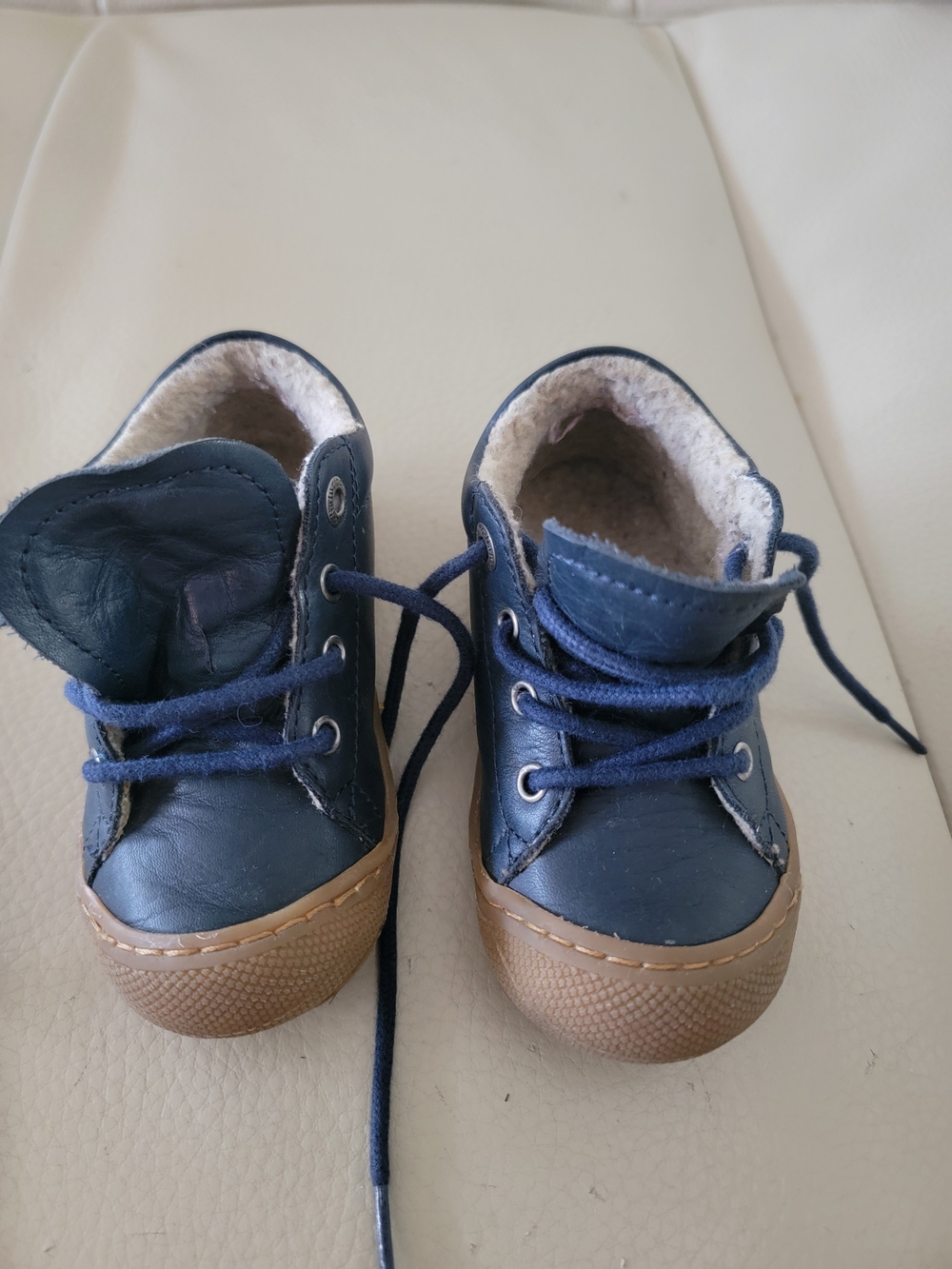Naturino Navy Blue Kids Boot-Sneakers with Tan Sole